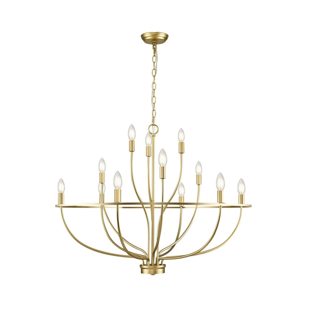 HomePlace Greyson Chandelier - Organic Vine-Arm Candelabra Brass Chandelier