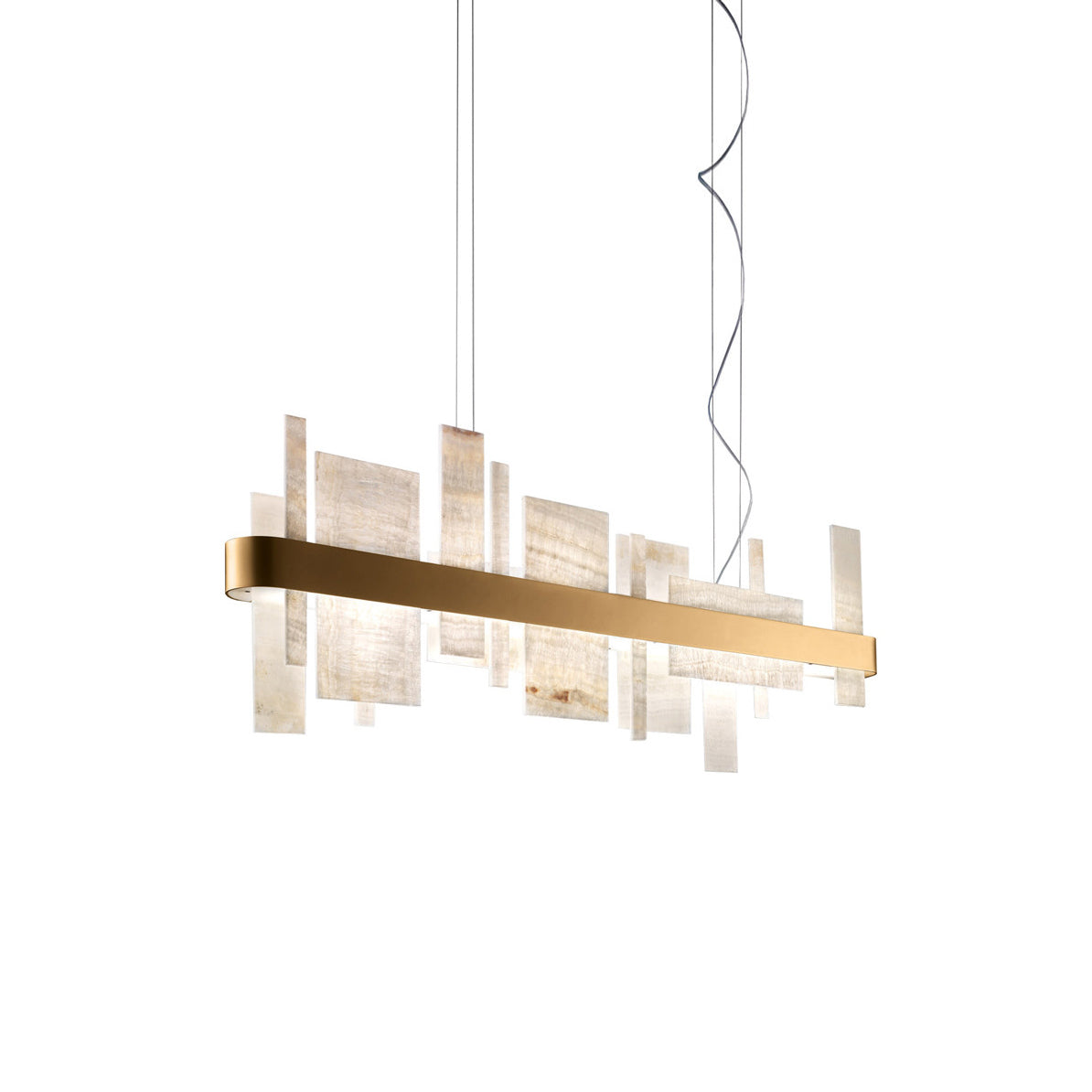 Honice LED Alabaster Chandelier - Translucent Italian Natural Stone & Brushed Copper Pendant