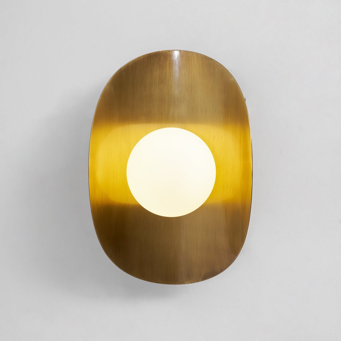 Hopper Wall Lamp - Mid-Century Brass & Opal Glass Sculptural Wall Sconce