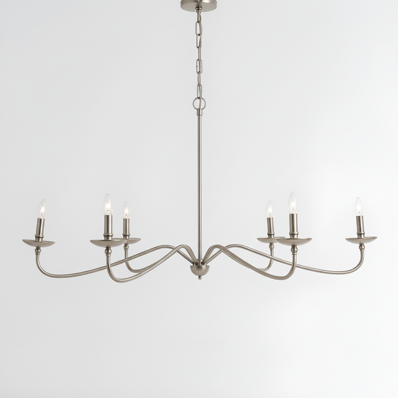 Hunter Chandelier - Classic 6-Light Scrolling Brass Candle Pendant