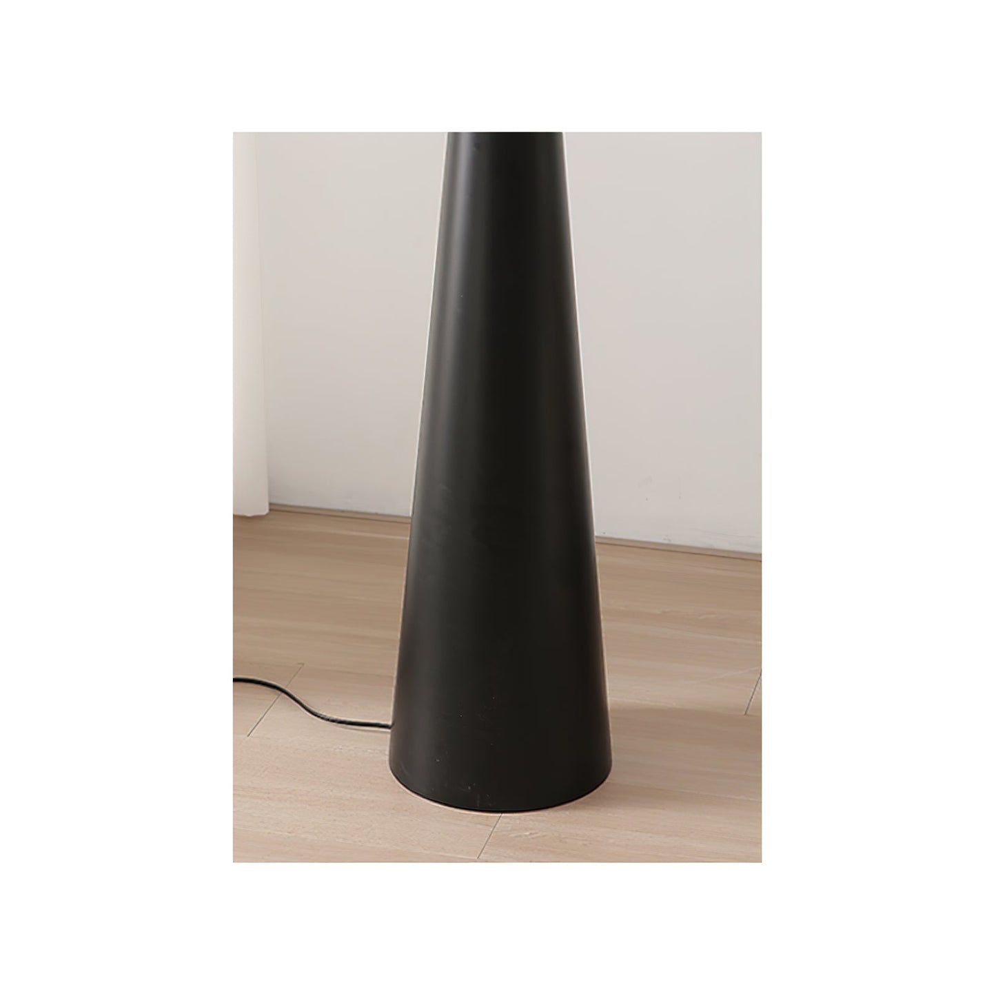 Innes Floor Lamp - Textured Black Iron & Marble Pattern Base with Cotton Shade