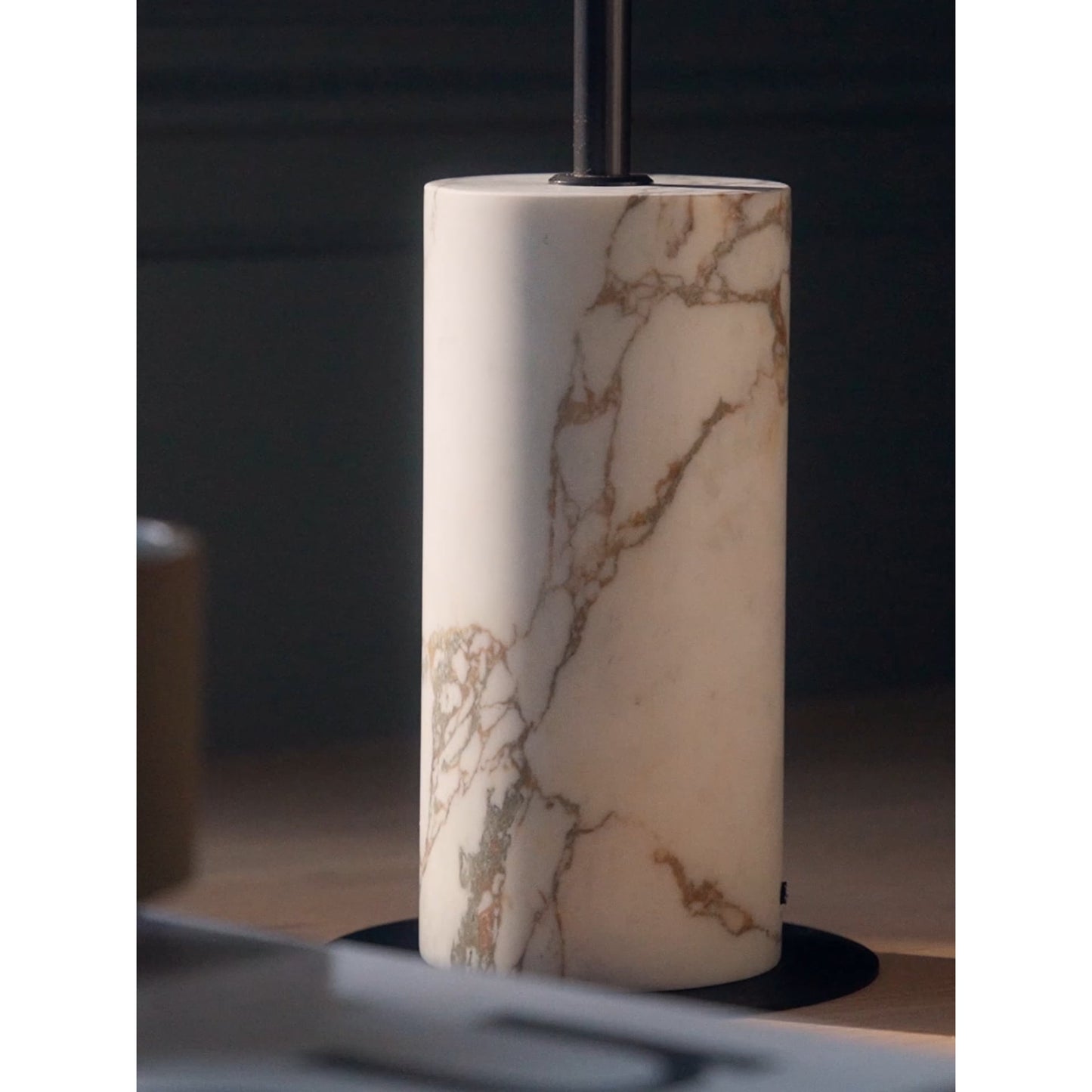 Kobi Floor Lamp - Italian Calacatta Gold Marble & Fabric Shade Floor Light