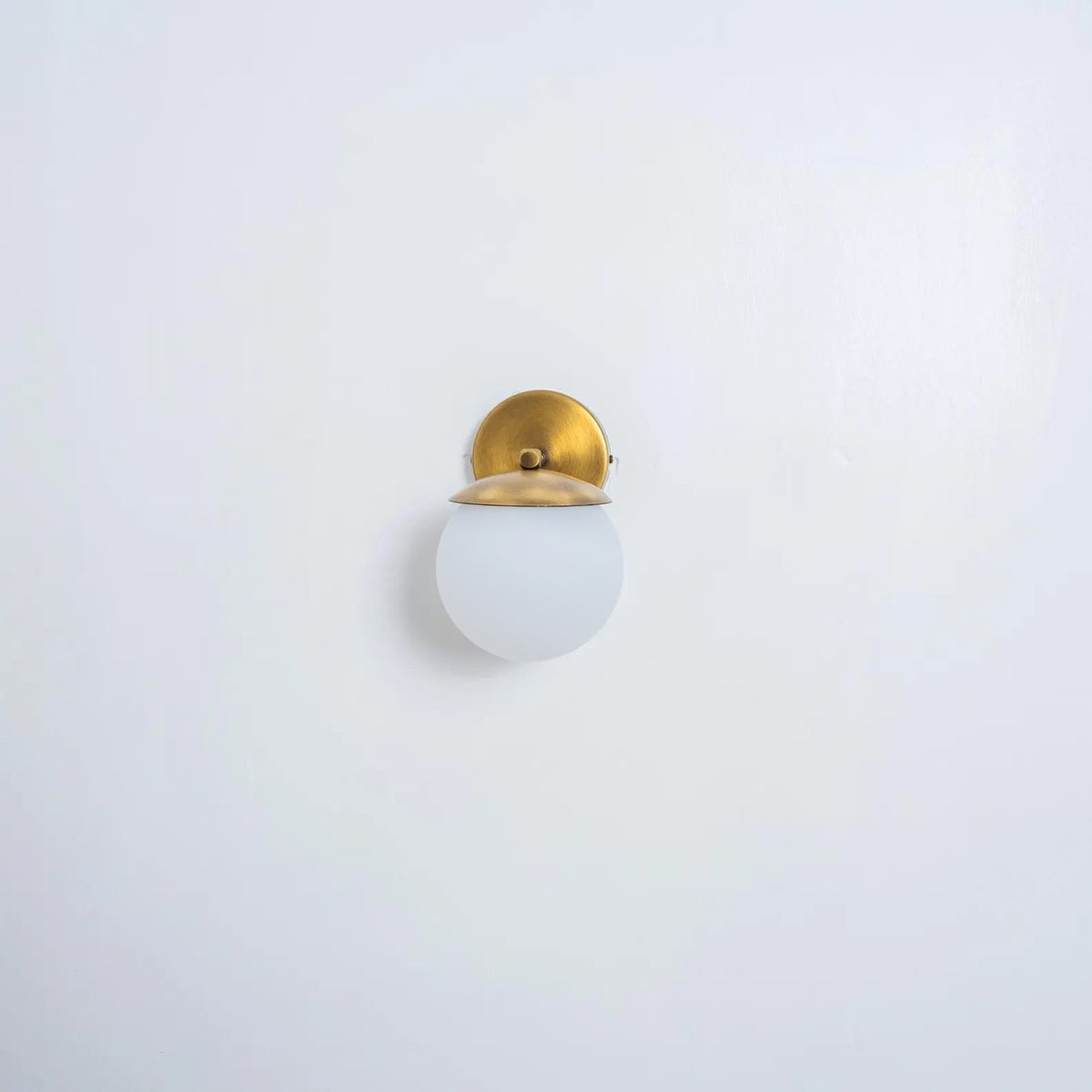 Lark Julep Wall Lamp - Architectural Brass & Opal Glass Sphere Wall Sconce