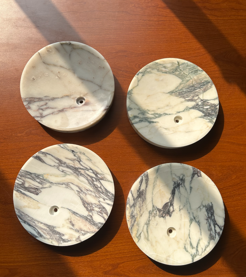 Lucie Round Wall Lamp - Dior-Inspired Marble Disc & Glass Sconce