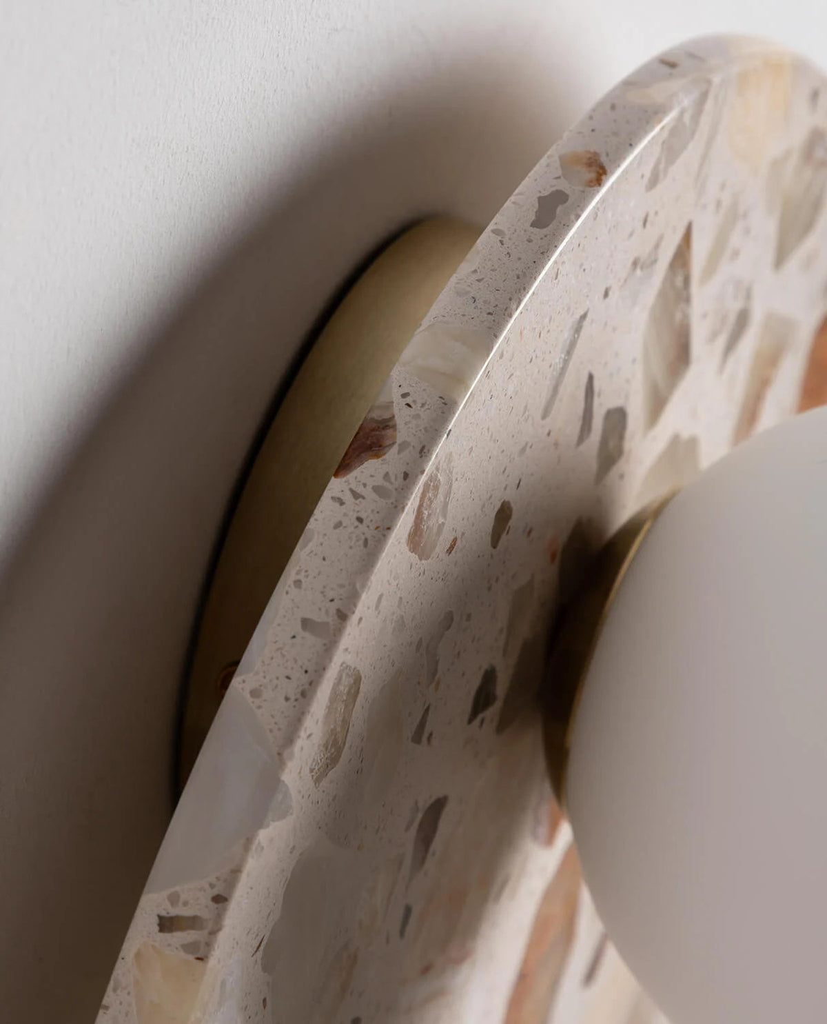 Lunas Terrazzo Wall Lamp - Sculptural Stone & Glass Circular Sconce
