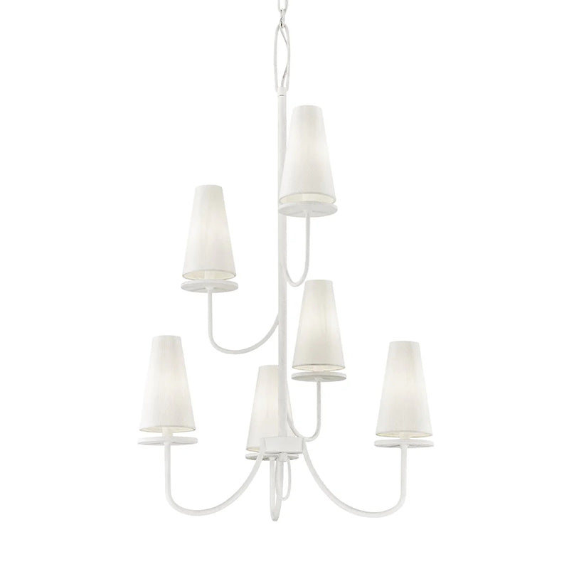 Marcel Chandelier - Modern Tiered Brass & Fabric Shade Pendant