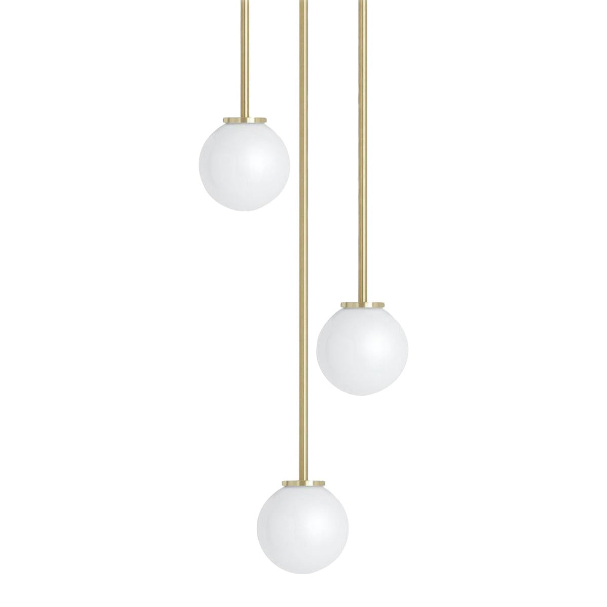 Mezzo Cluster Chandelier - Italian Retro Brass & White Glass Orb Pendant