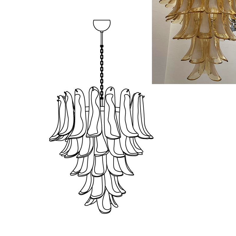 Murano Petal Chandelier - Handcrafted Italian Blown Glass Floral Pendant