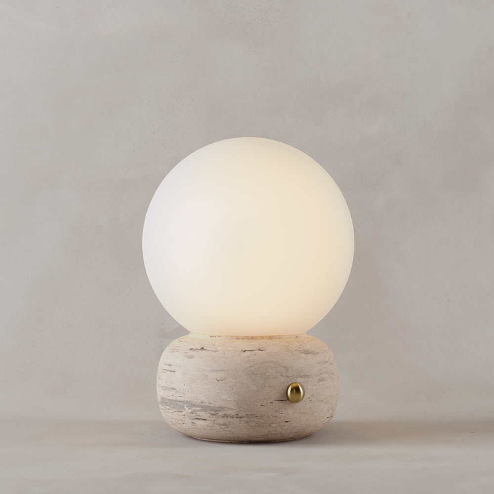 Naga Table Lamp - Hand-Sculpted Natural Marble & Opal Glass Light