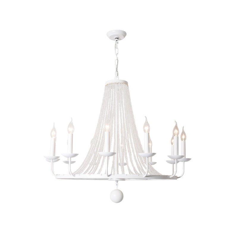 Naples Chandelier - Distressed Candelabra & Crystal Bead Light