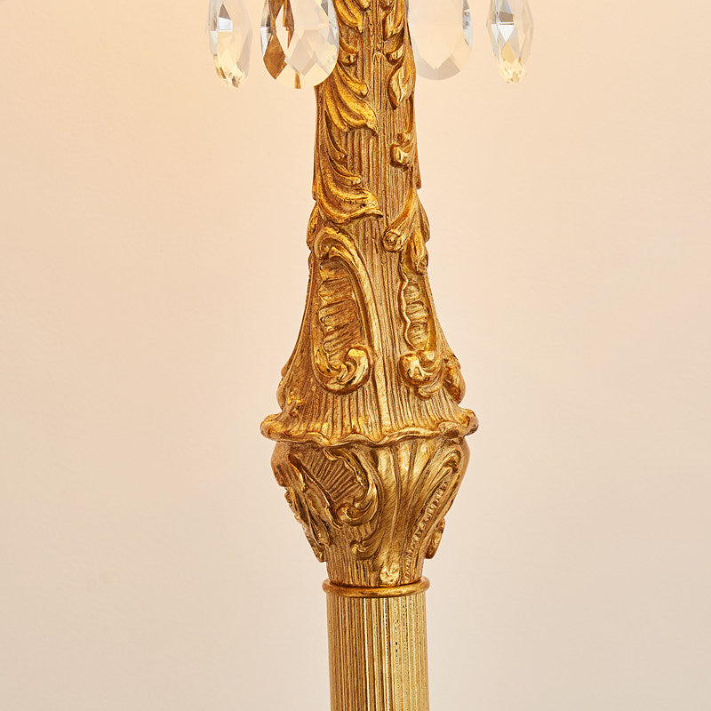 Newport Floor Lamp - Black Marble Base & Brass Fabric Shade Light