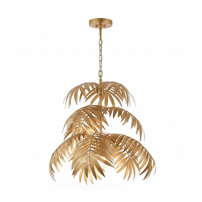 Palm Pendant Light - Art Deco Gold Cascading Palm Leaf Chandelier