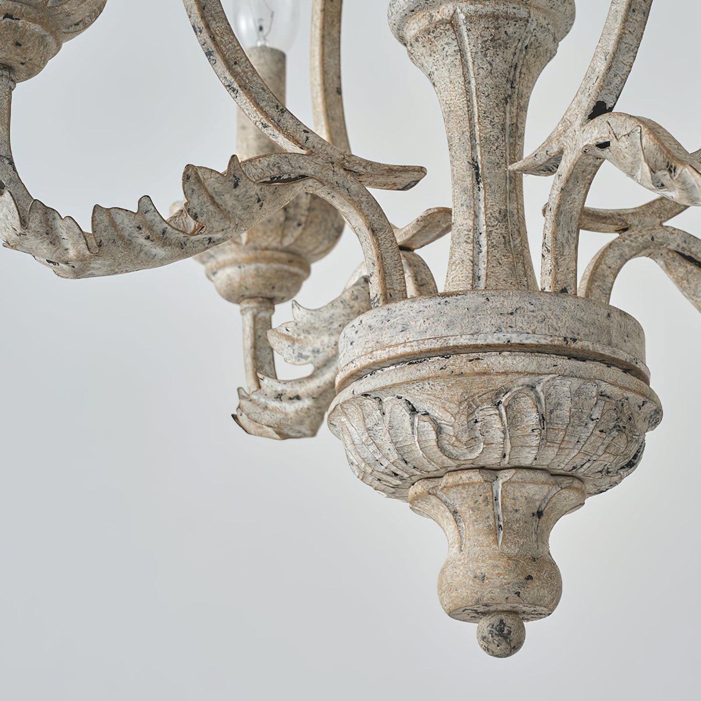 Paro Tunkul Wood Pendant Lamp - French Retro 4-Light Chandelier | Distressed Wood & Iron Lighting