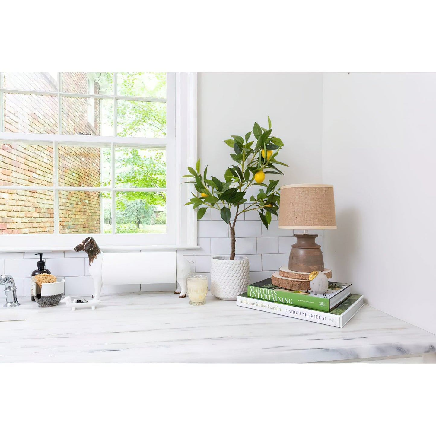 Partone Wood Table Lamp - Petite Antique Solid Wood & Linen Desk Light | Modern Organic Farmhouse