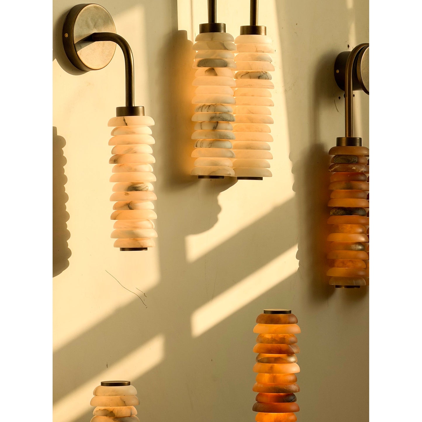 Payson Alabaster Wall Sconce - Natural Stone & Antique Brass LED Sconce | Luxury Architectural Lighting