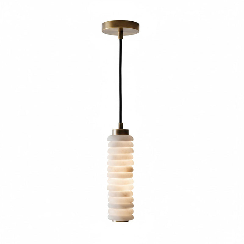 Payson Alabaster Pendant Lamp - Natural Stone & Solid Brass LED Pendant | Minimalist Luxury Droplight