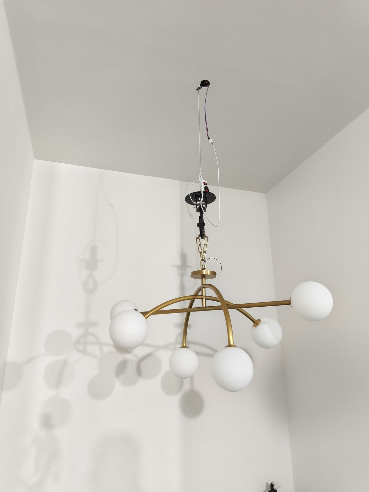 Perry Ceiling Lamp - Flush Mount 6-Arm Brass Light & Glass Globes