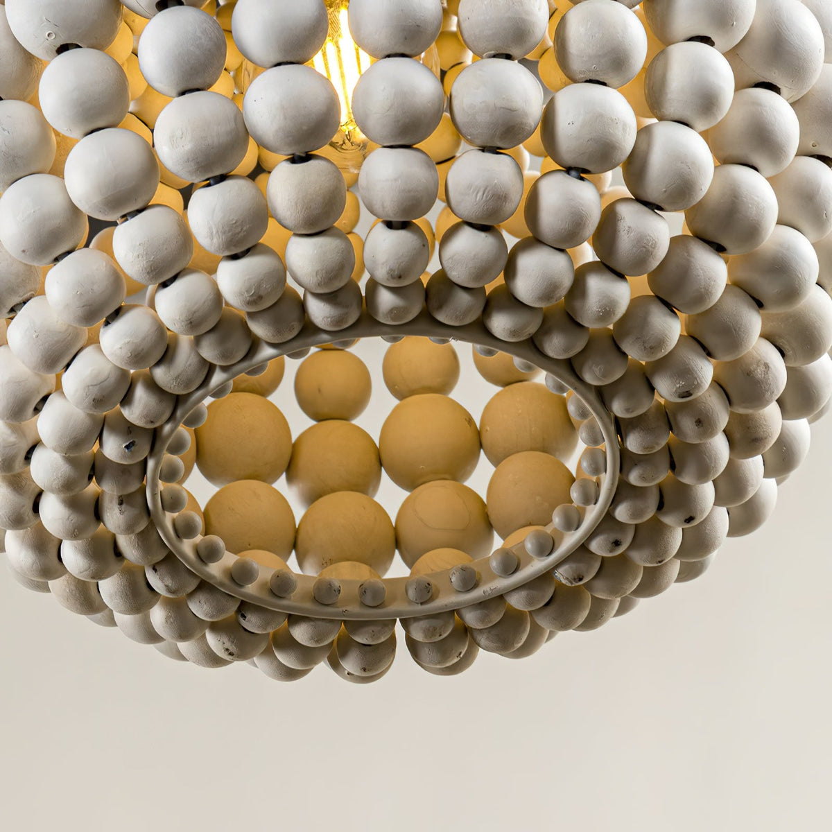 Pilli Beaded Pendant Lamp - Boho Natural Solid Wood Bead Light