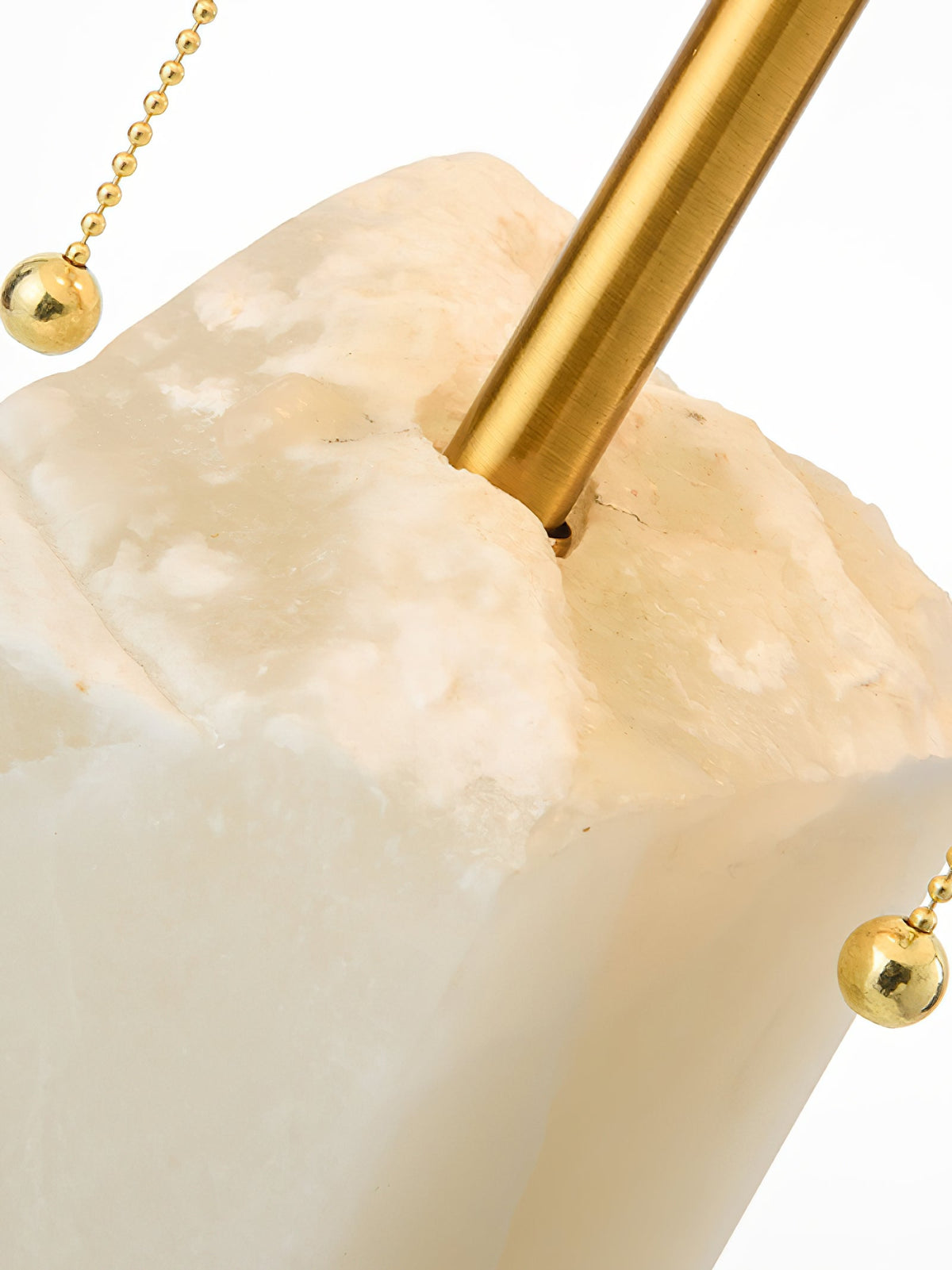 Raw Alabaster Table Lamp - Natural Stone Base & Linen Shade
