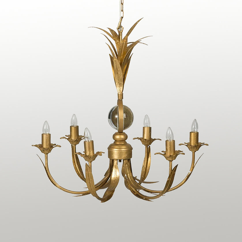 Rodrick 6-Light Chandelier - Brass & Crystal Vintage Pendant