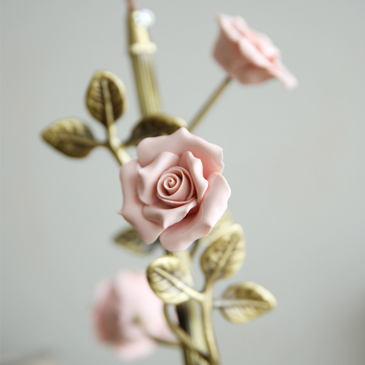 Rosalie Floral Pendant Lamp - Brass & Sculpted Glass Rose Light