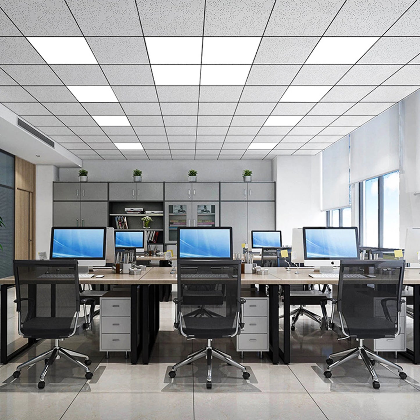 2-Pack 24W LED Flat Panel Light - Ultra-Thin Surface Mount Office Ceiling Light | 6500K Cold White Flush Mount Fixture