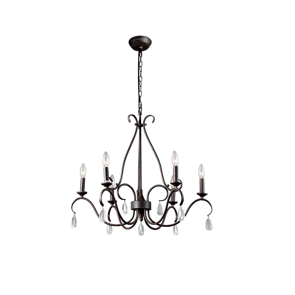 Saban Chandelier - Modern Minimalist Brass & Crystal 6-Light Pendant | Architectural Candle Chandelier