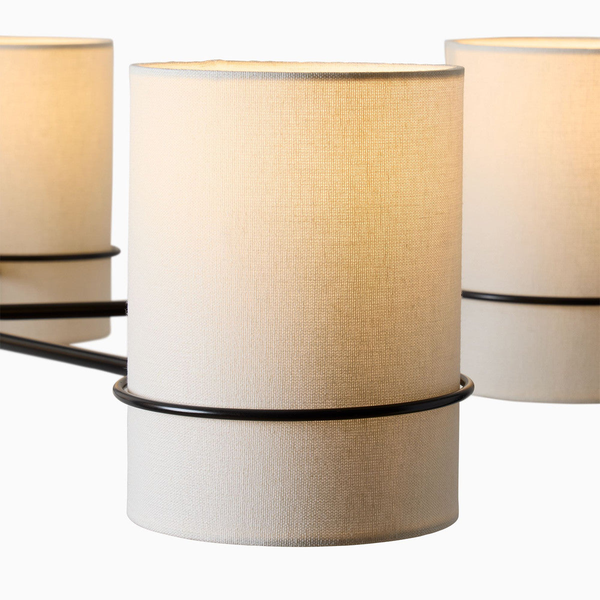 Montego Chandelier - Modern Industrial Brass & White Linen Shade Pendant