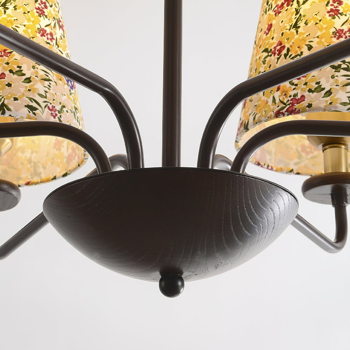 Siena Fabric Chandelier - Ash Wood & Floral Fabric Shade Chandelier | Modern Country Overhead Light