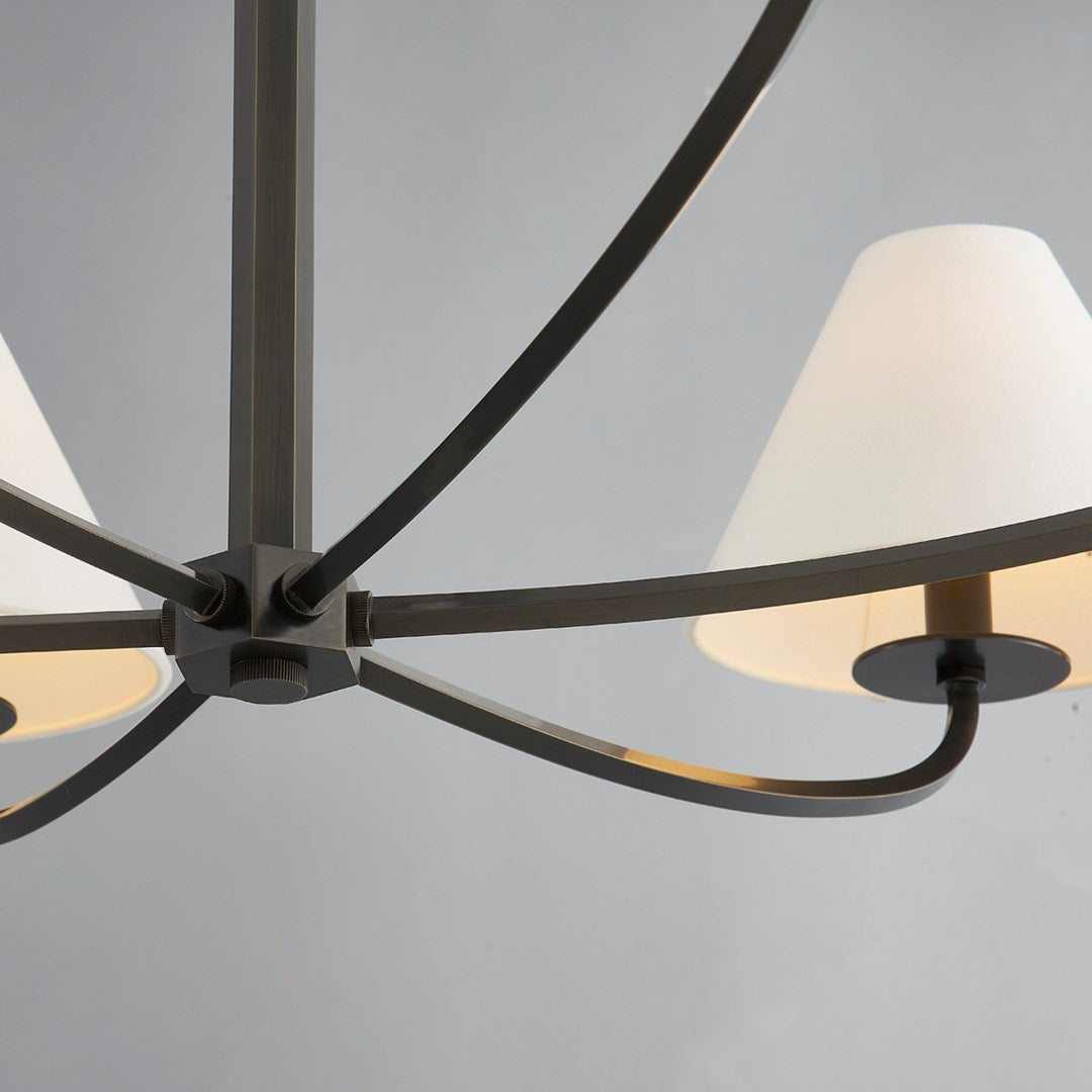 Cormac Chandelier – Architectural Brass Chandelier with Fabric Shades