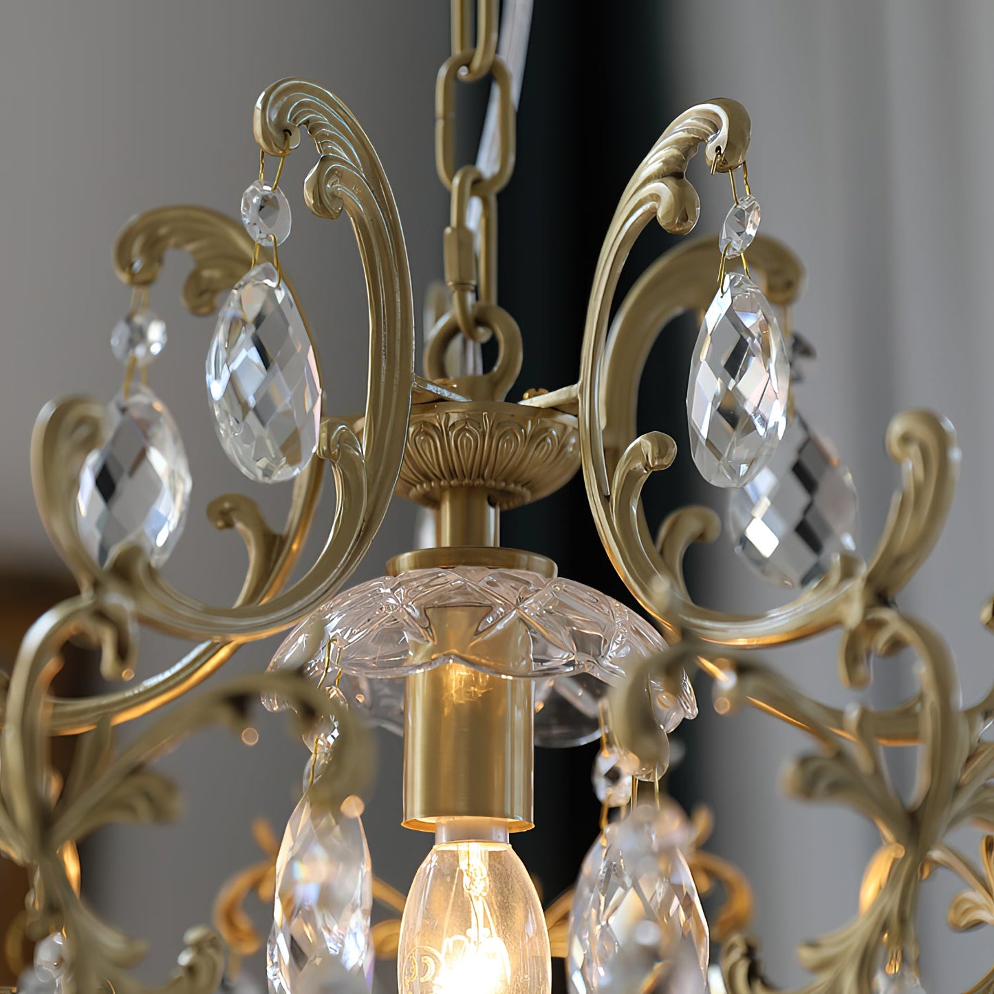 Stars Tears Chandelier - Refined Copper & Crystal Drop Pendant Light | Elegant Multi-Reflective Overhead Light