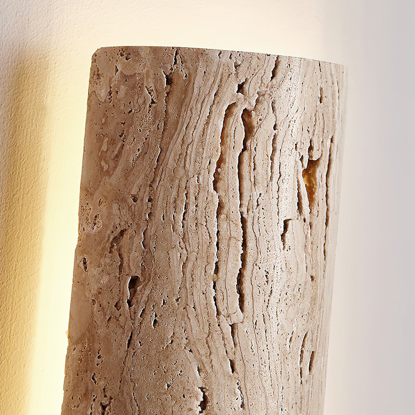 Stein Lange Wall Sconce - Natural Travertine Vertical LED Sconce | Modern Organic Stone Wall Light
