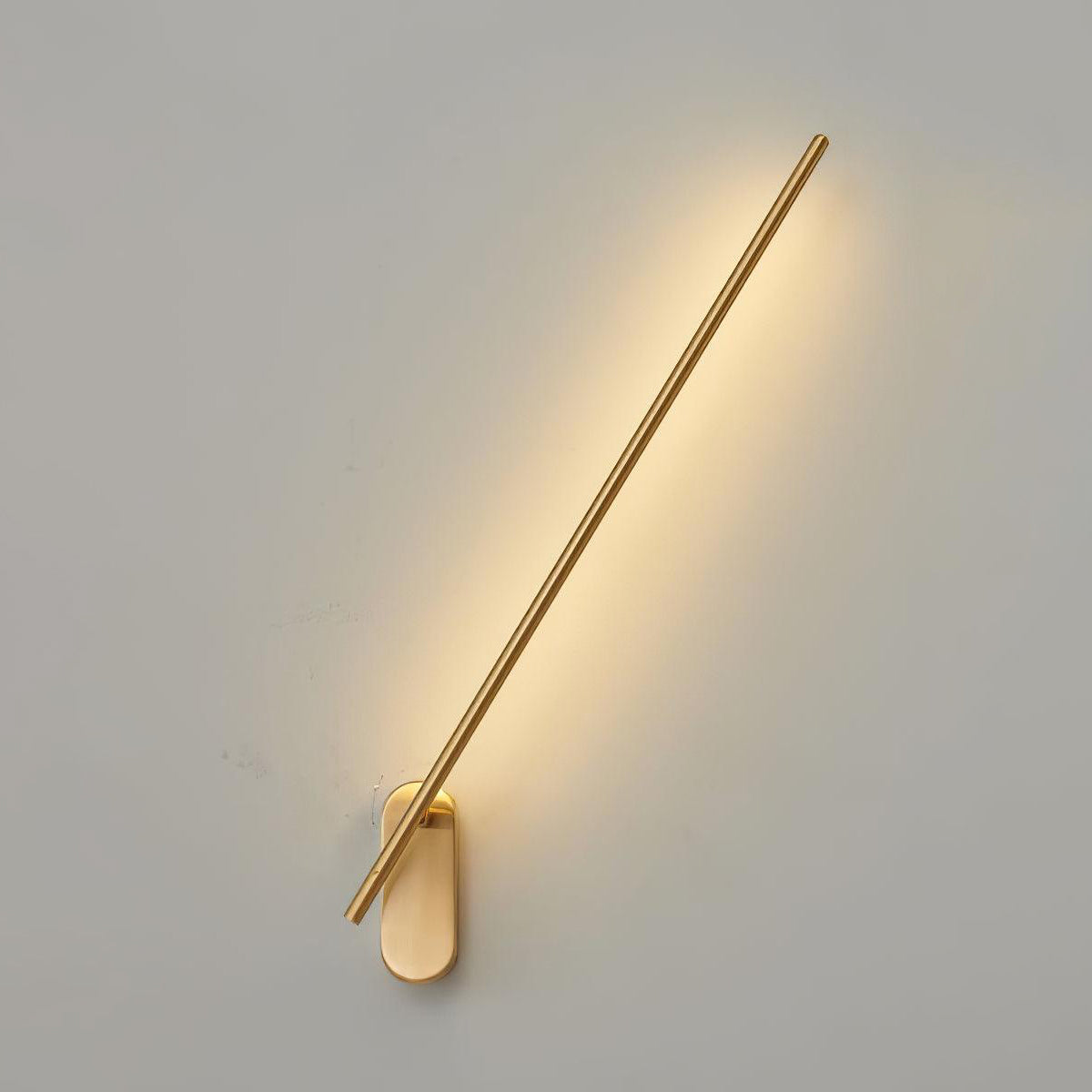Stick Shaped Metal Sconce - Slender Brass Vertical LED Sconce | Minimalist Wall Light