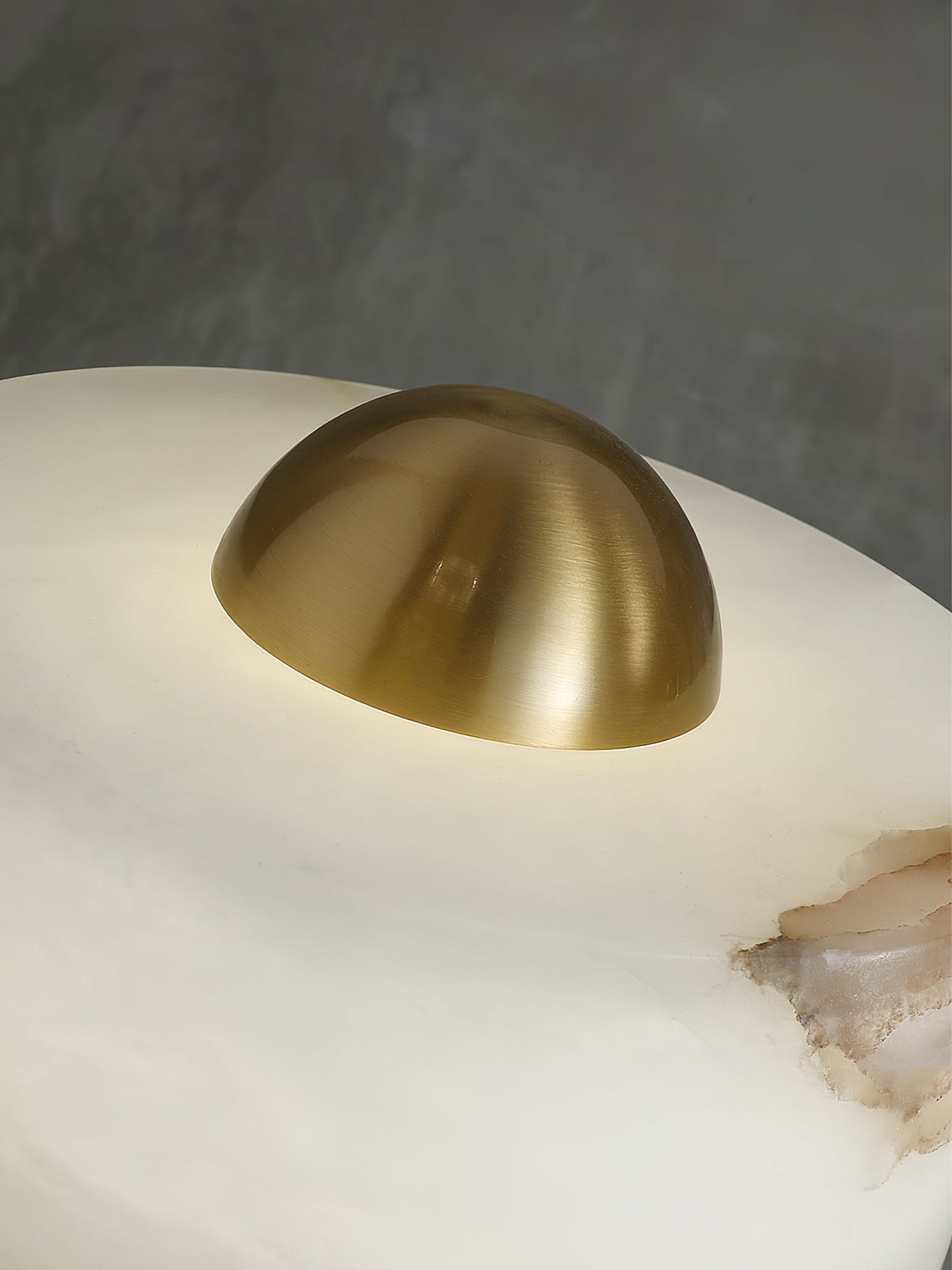 Stone Alabaster Table Light - Solid Alabaster & Brass Accent Lamp | Modern Translucent Stone Desk Light