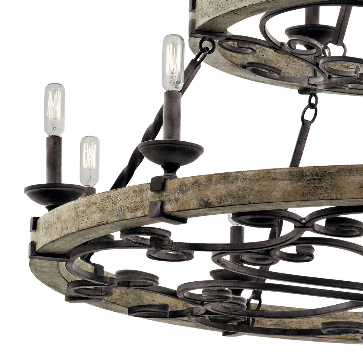 Taulbee Chandelier - Old Wood & Weathered Zinc Chandelier | Lodge-Inspired Rustic Wagon Wheel Light