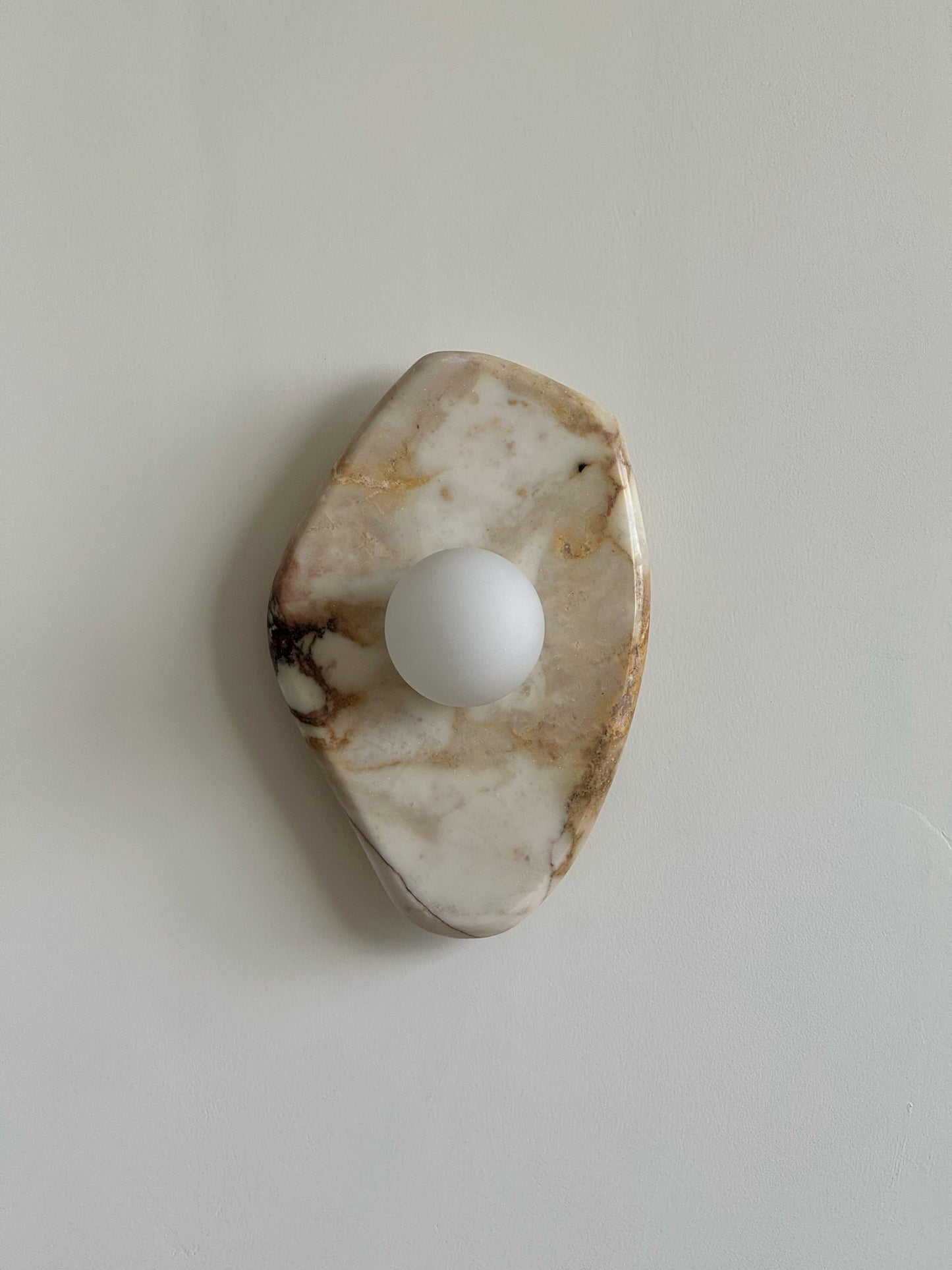 Textured Marble Wall Lamp - Natural White Marble & Glass Globe Sconce | Modern Minimalist Wall Light