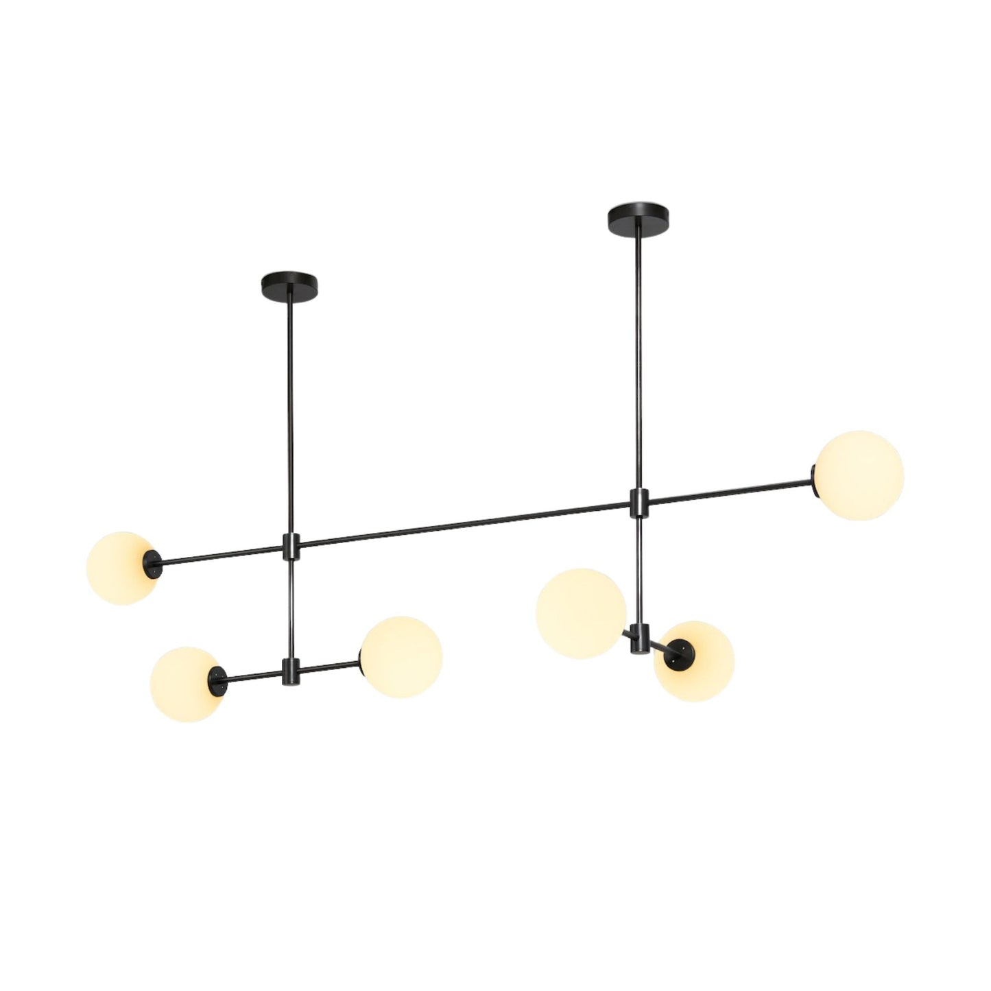 Trevi Multi Chandelier - Multi-Tiered Brass & Glass Globe Pendant Light | Modern Linear Grid Chandelier