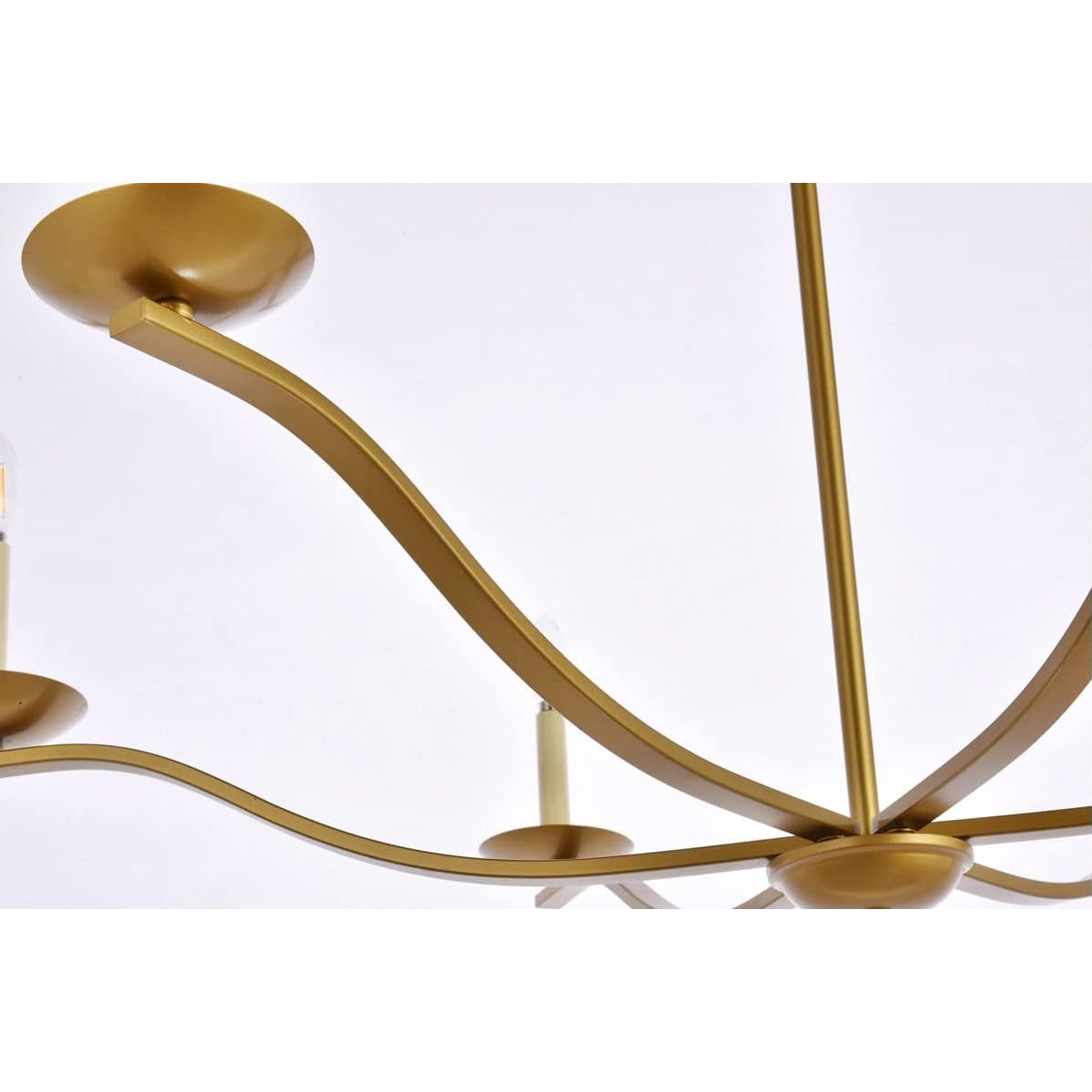 Trey Chandelier - 6-Light Modern Candelabra Brass Pendant Light | Minimalist 35-Inch Dining Chandelier