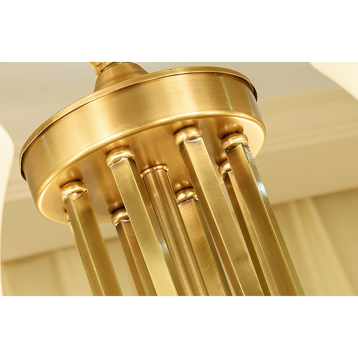 Tuileries Glass Chandelier - Polished Brass & White Glass Shade Pendant Light | Modern French Elegance Chandelier