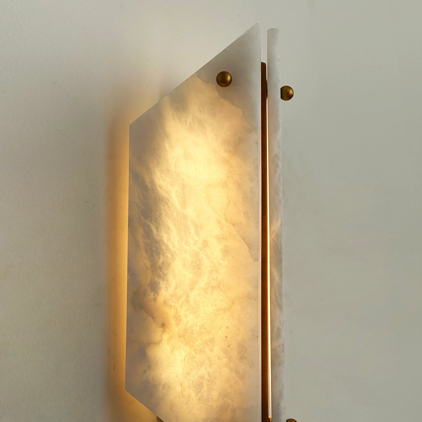 Vivien Stone Wall Lamp - Art Deco Carved Jade & Alabaster Wall Sconce | Integrated 6W Warm LED Stone Accent Light
