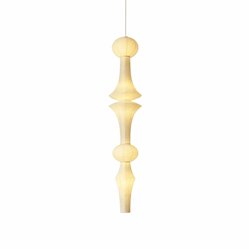 Washi Paper E Pendant Lamp - Sculptural Japanese Mulberry Paper Hanging Light | Hardwired Japandi Sconce