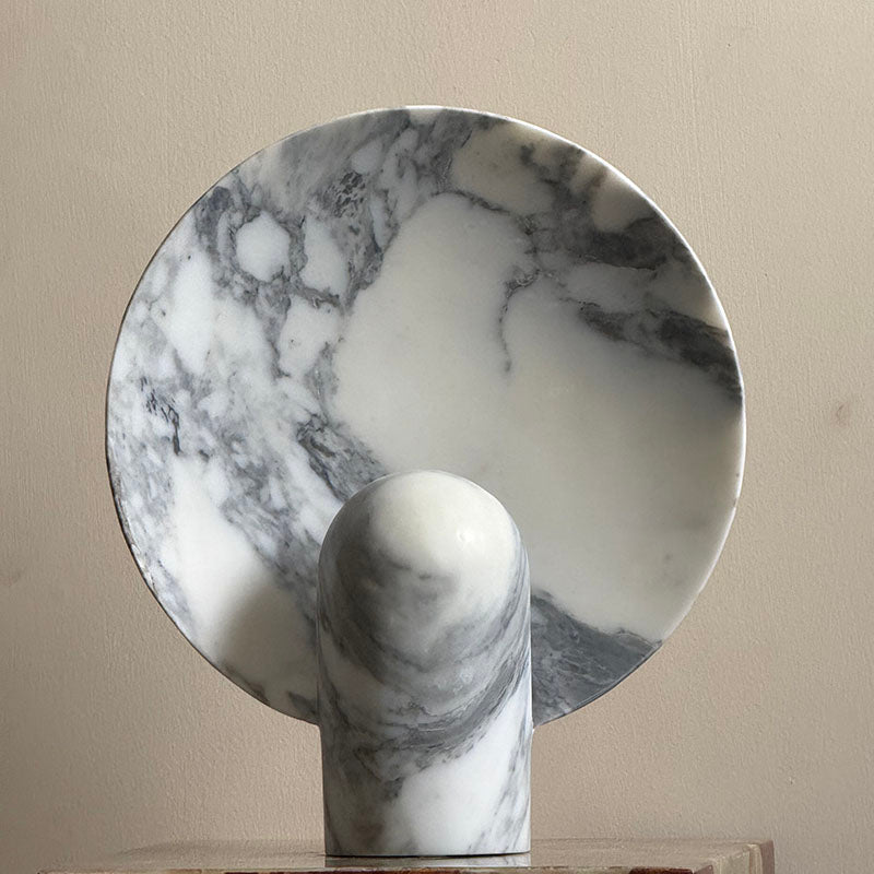 Fan Marble Table Lamp - Sculptural Fan-Shaped Natural Stone & Jade Table Light