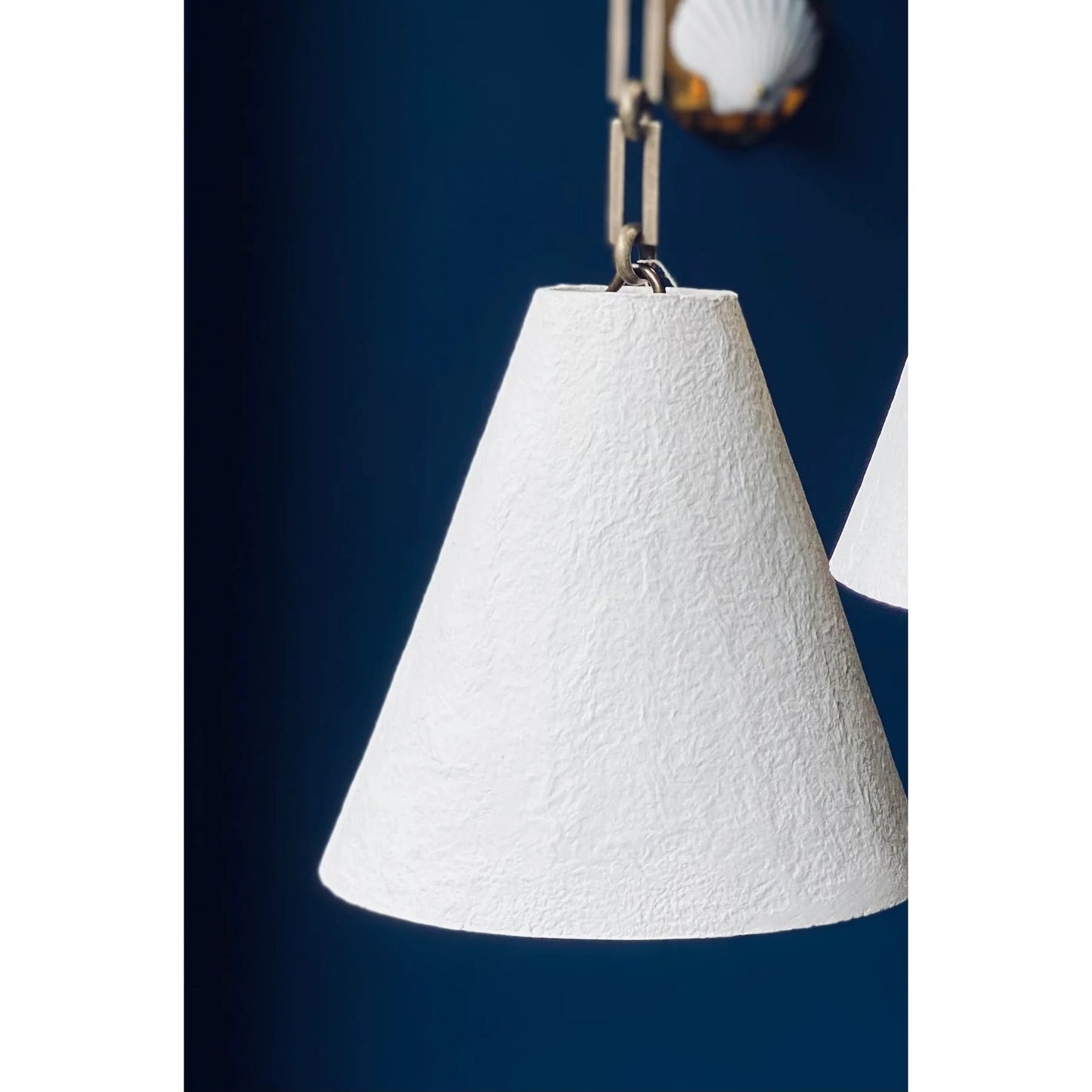 White Plaster Pendant Lamp - Handcrafted Papier-Mache & Venetian Plaster Dome | Minimalist Organic Hanging Light | E26 E27