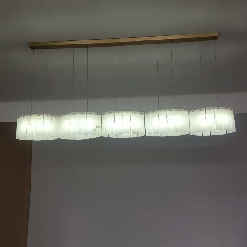 Willamette Luxury Alabaster Chandelier - Handcrafted Natural Stone Floating Pendant | Multi-Light Brass Hanging Fixture | G9 Base