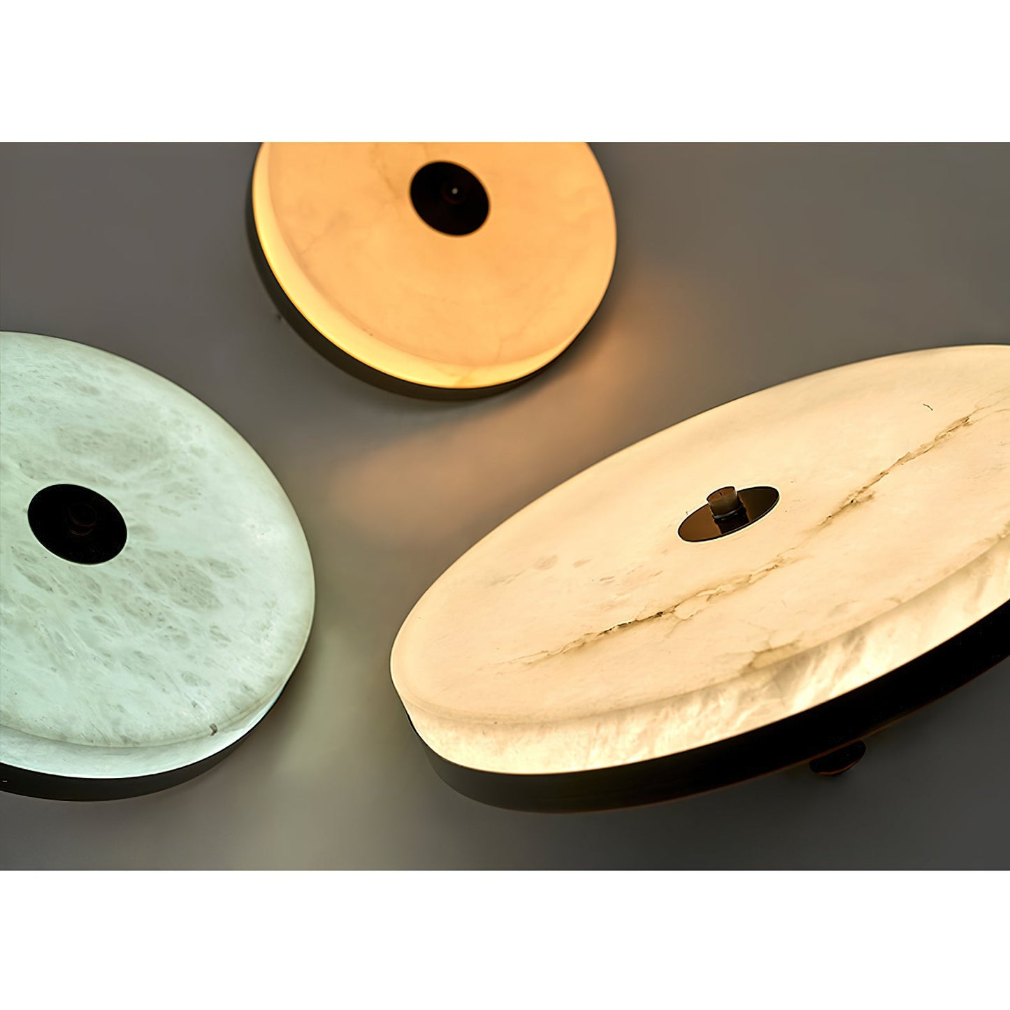 Wyatt Alabaster Pendant Light - Modern Brass & Natural Stone LED Sconce | Luxury Floating Alabaster Disc Pendant