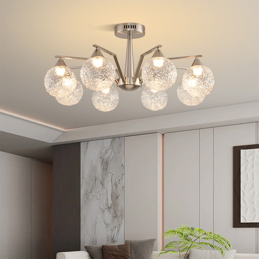 Sputnik Mid-Century Semi-Flush Mount Ceiling Light - 6/8 Light Modern Glass Chandelier