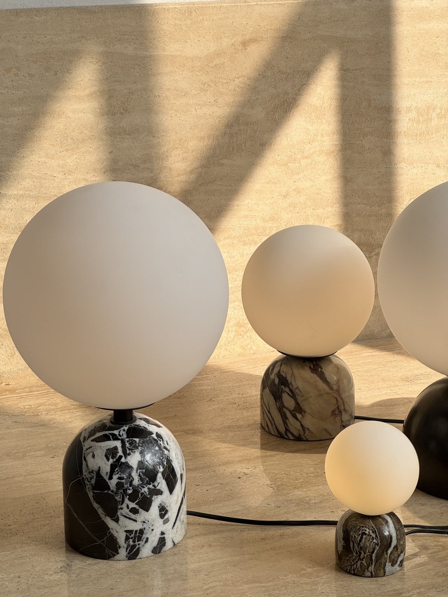 Yannick Marble Table Lamp - Mediterranean Glass Sphere Desk Light | Modern Natural Stone Bedside Lamp