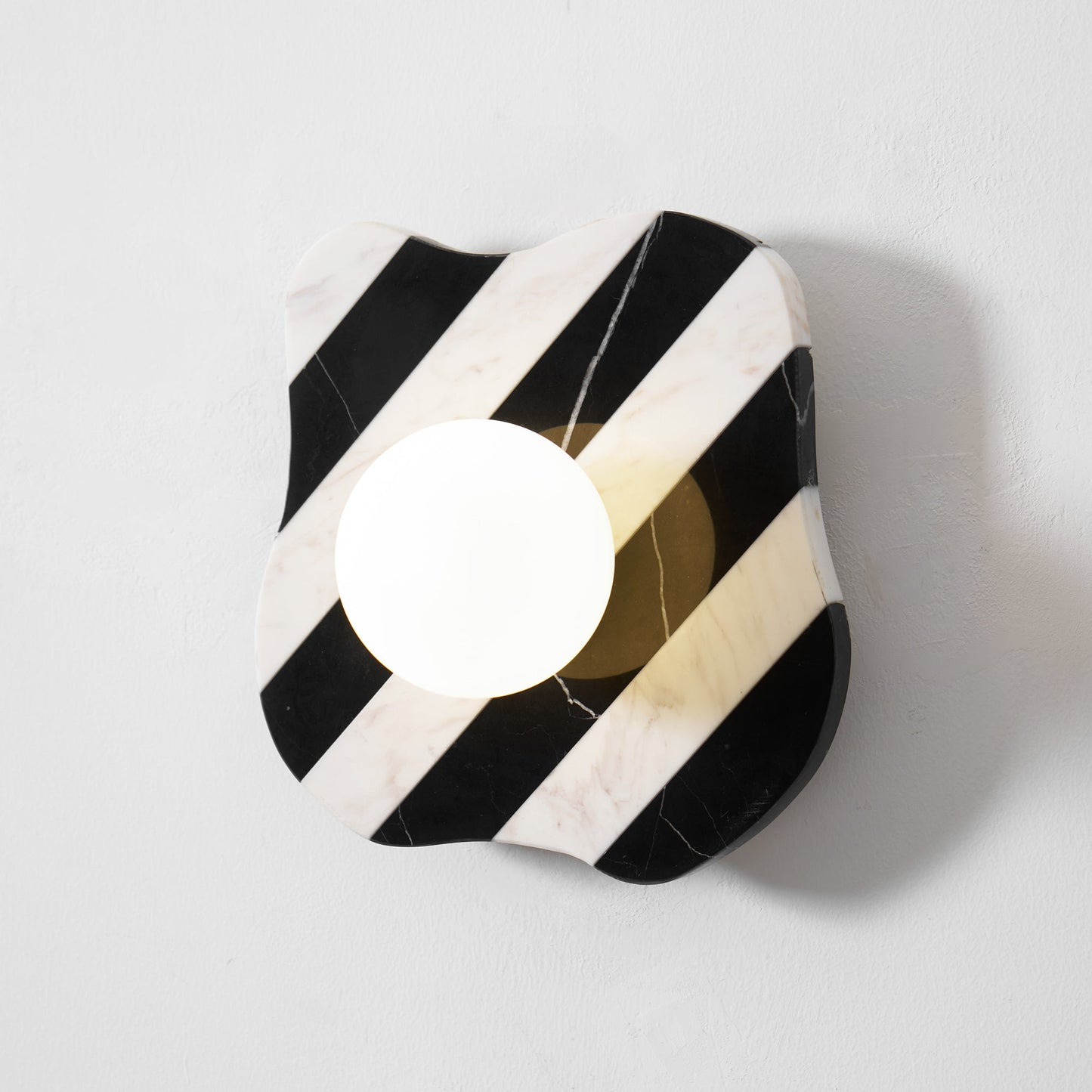 Zebra Marble Wall Lamp - Natural Stone & Glass Sconce | Modern Luxury 12" Marble Wall Light
