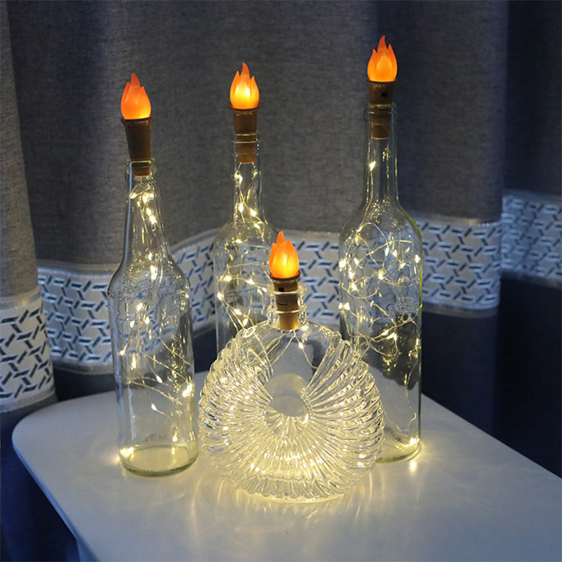 Wine Bottle Lights with Cork - 20 LED Waterproof Copper Wire String | Battery Operated Under-Glow Cork Light | Warm White & RGB