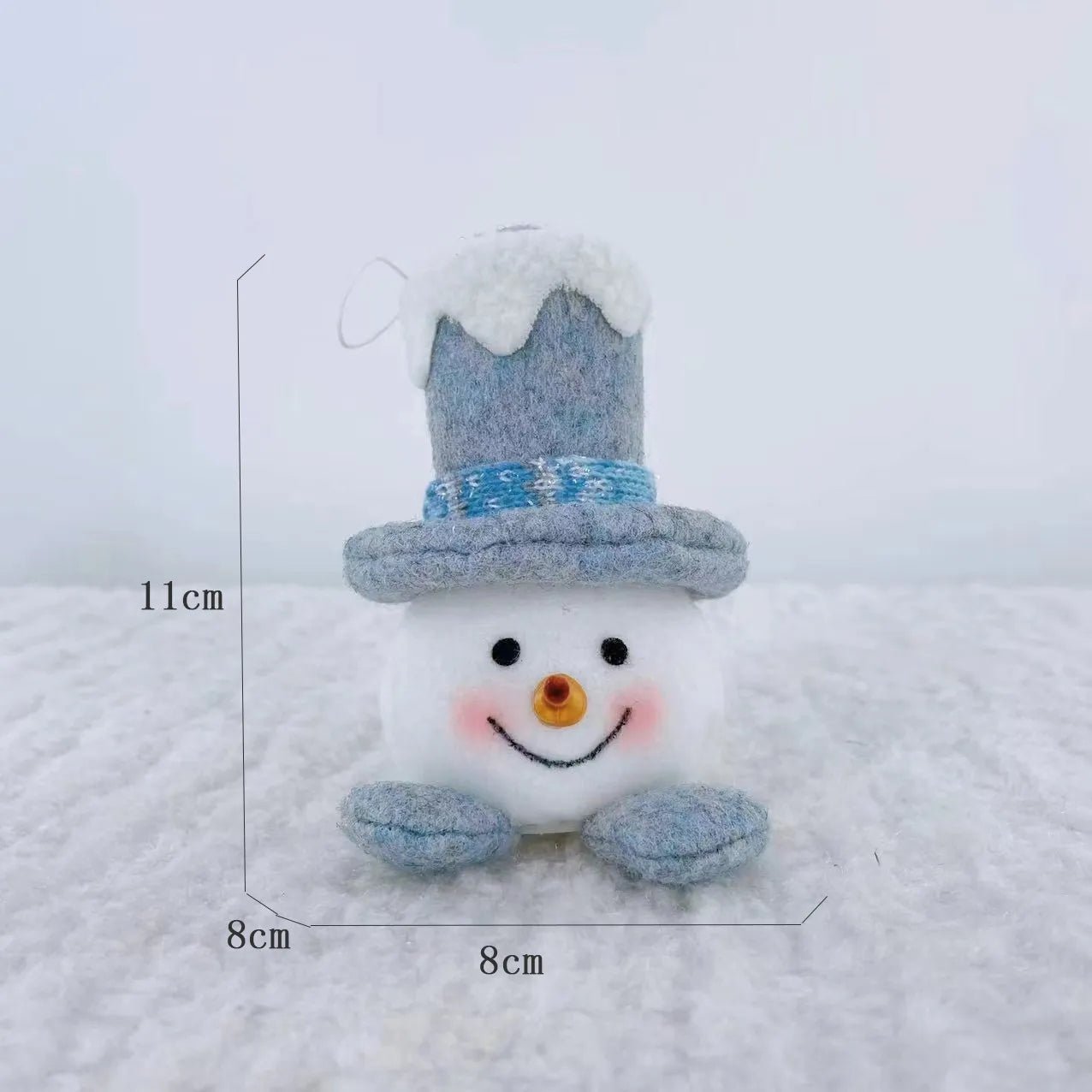 Plush Glowing Christmas Snowman Doll - Light-Up LED Tabletop Nordic Figurine | Winter Blue & Gray Knit Holiday Ornament